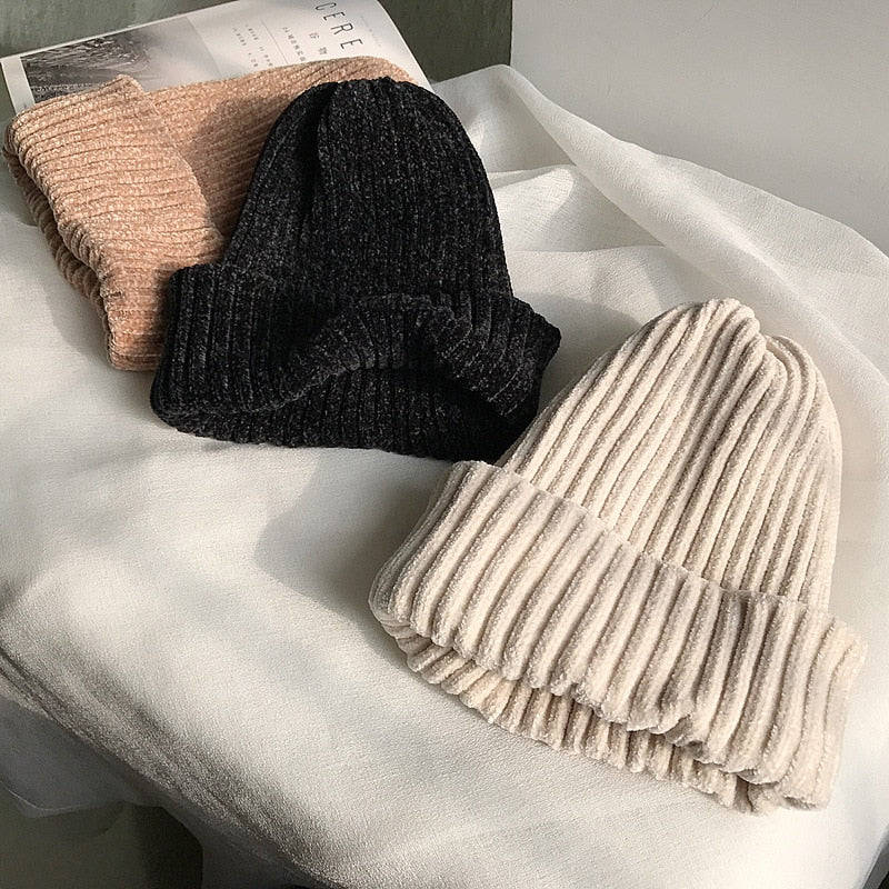 Winter Snow Beanie - Warm Chenille Skullies Cap | emerallda