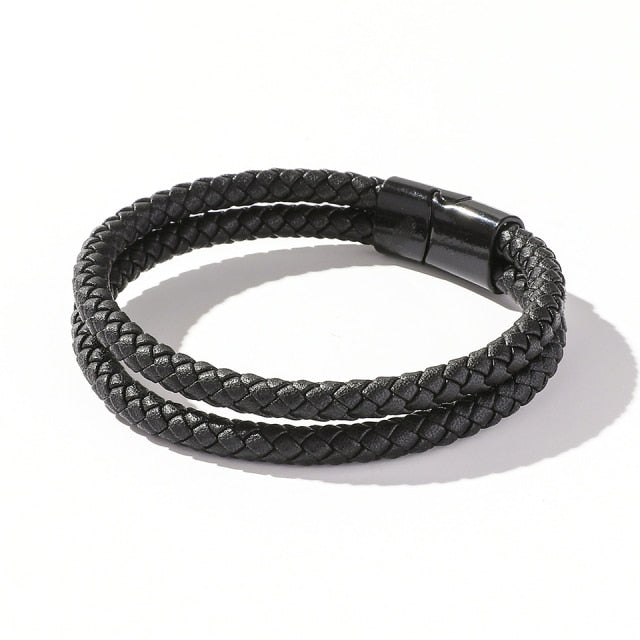 Hip Hop Wrap Bracelet - Stainless Steel Leather | emerallda
