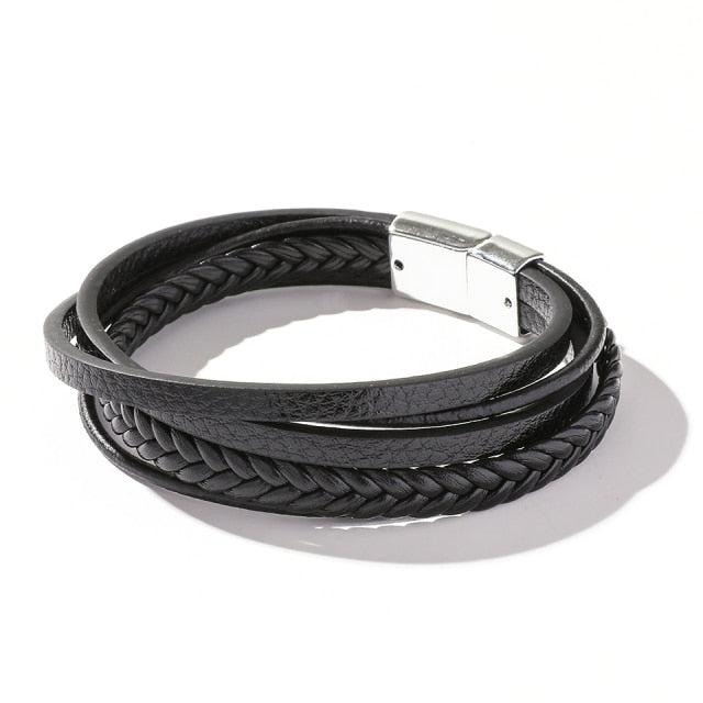 Hip Hop Wrap Bracelet - Stainless Steel Leather | emerallda