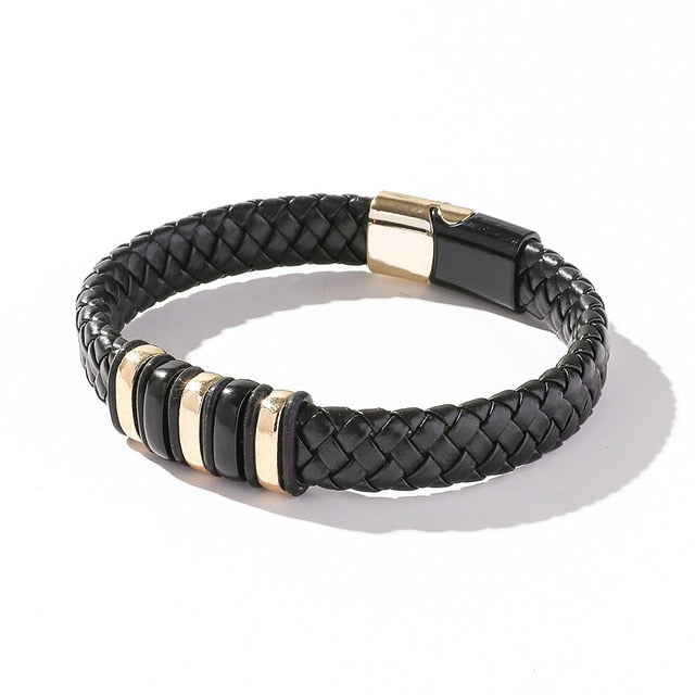 Hip Hop Wrap Bracelet - Stainless Steel Leather | emerallda