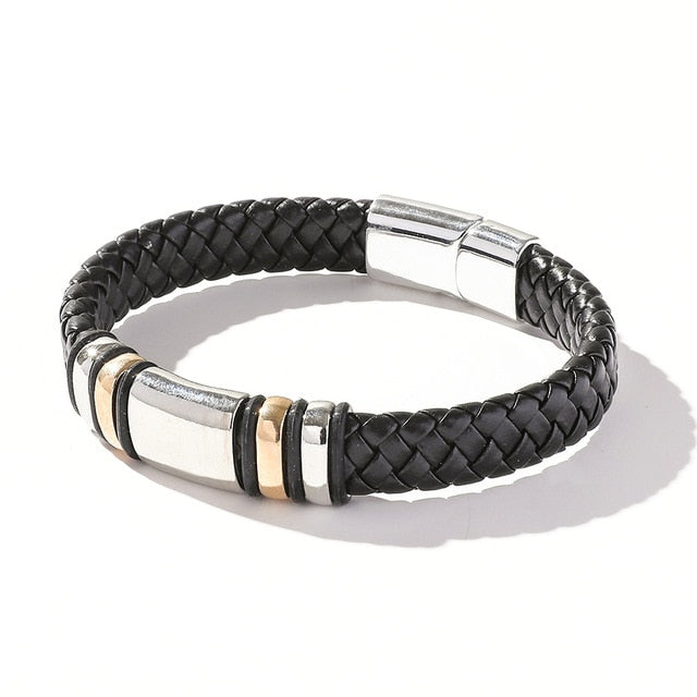 Hip Hop Wrap Bracelet - Stainless Steel Leather | emerallda