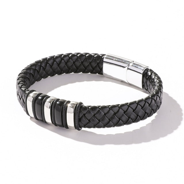 Hip Hop Wrap Bracelet - Stainless Steel Leather | emerallda