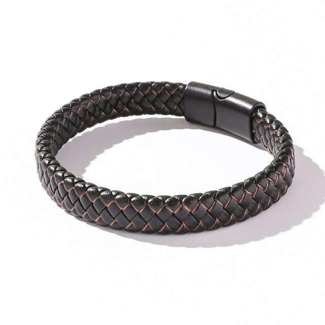 Hip Hop Wrap Bracelet - Stainless Steel Leather | emerallda