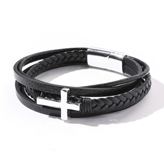 Hip Hop Wrap Bracelet - Stainless Steel Leather | emerallda